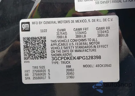 2023 Chevrolet Silverado 1500 4Wd Short Bed Lt With 2Fl from USA, damaged, VIN 3GCPDKEK4PG128398